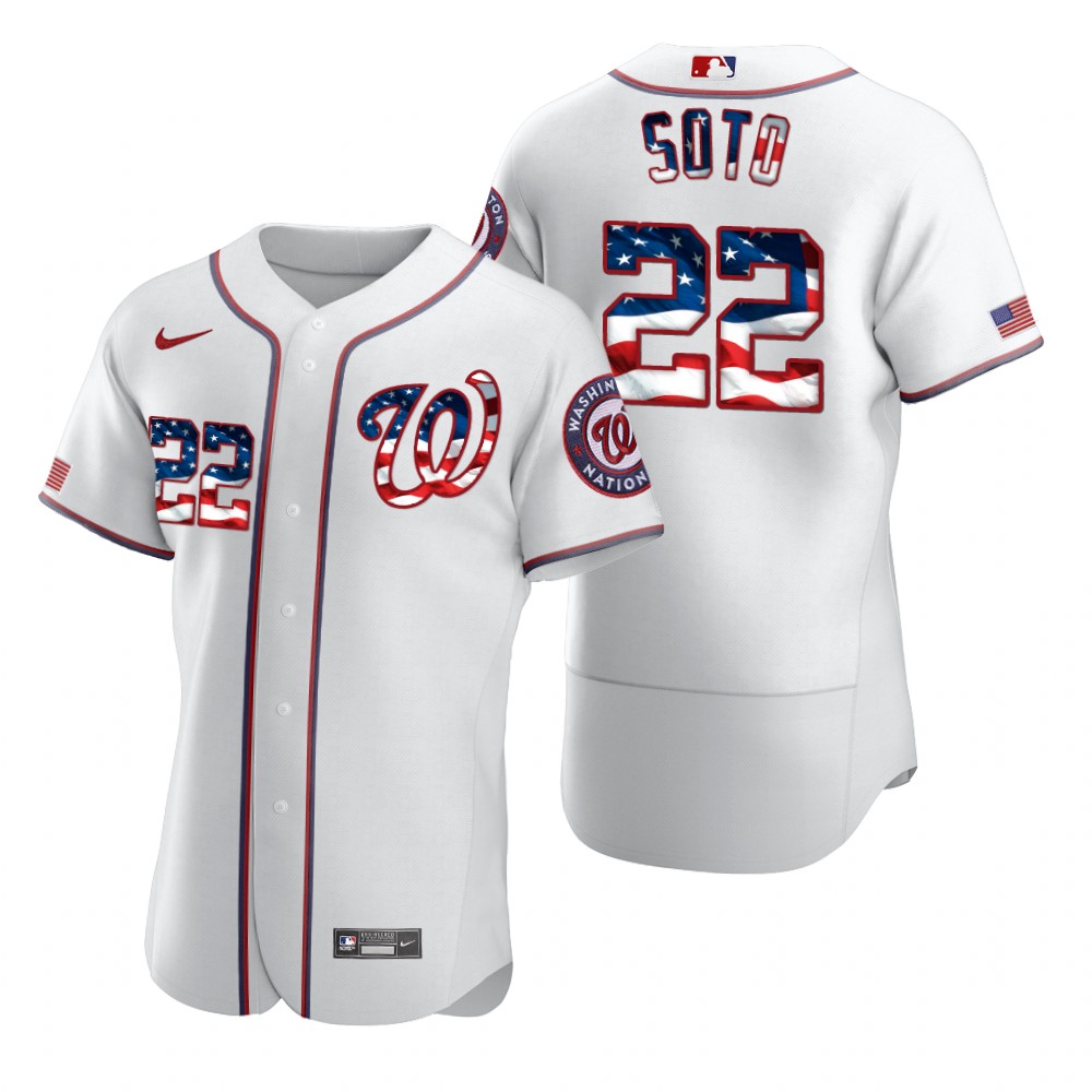 Washington Nationals #22 Juan Soto Men Nike White Fluttering USA Flag Limited Edition Authentic MLB Jersey->washington nationals->MLB Jersey